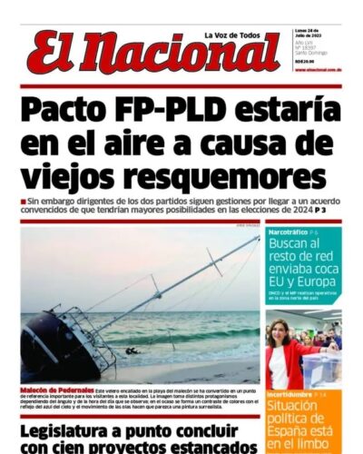 Portada Periódico El Nacional, Lunes 24 Julio, 2023