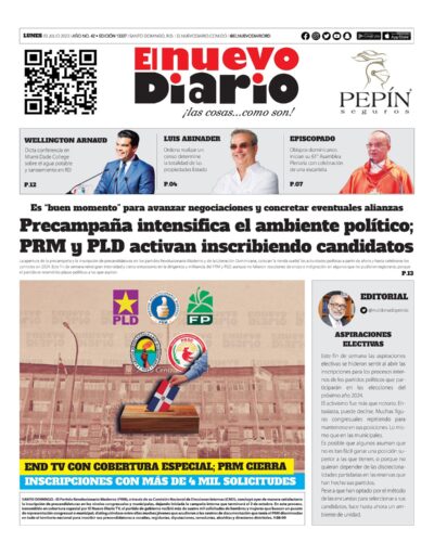Portada Periódico El Nuevo Diario, Lunes 03 Julio, 2023