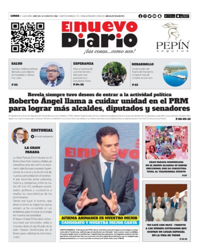 Portada Periódico El Nuevo Diario, Lunes 31 Julio, 2023