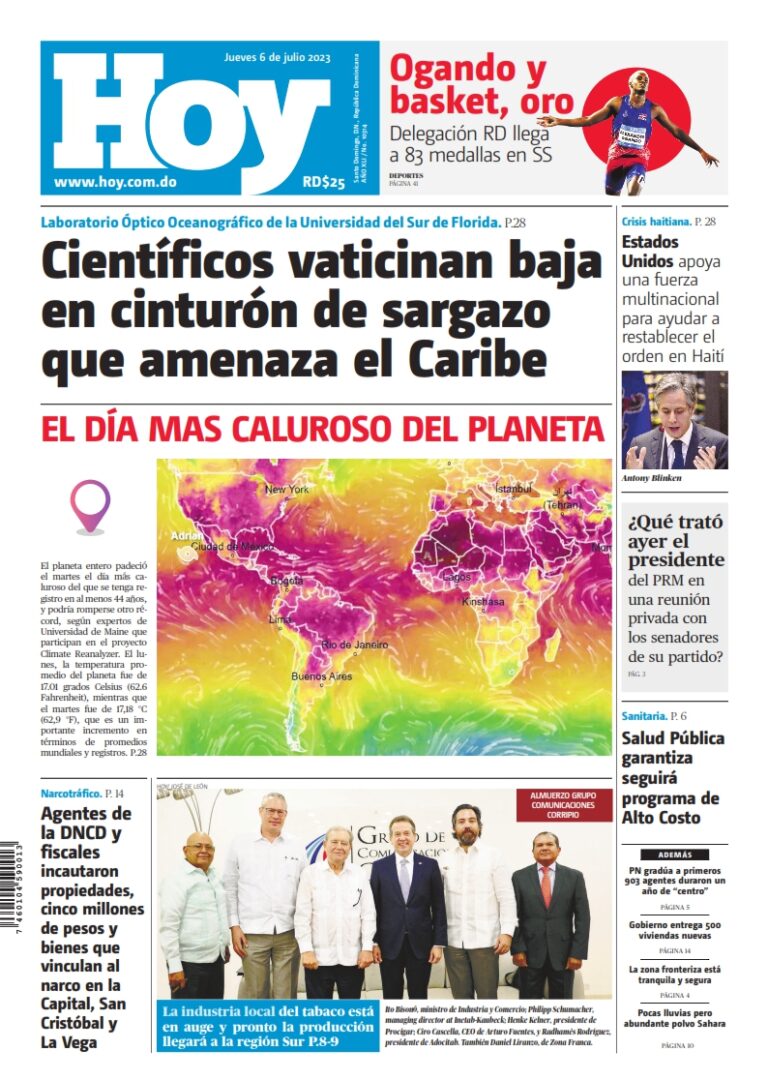 Portada Periódico Hoy, Jueves 06 Julio, 2023