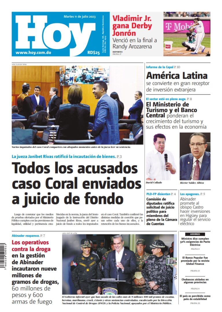 Portada Periódico Hoy, Martes 11 Julio, 2023