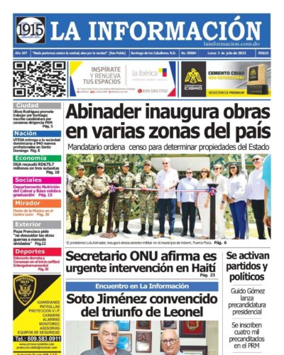 Portada Periódico La Información, Lunes 03 Julio, 2023