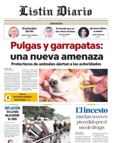 Portada Periódico Listín Diario, Jueves 06 Julio, 2023