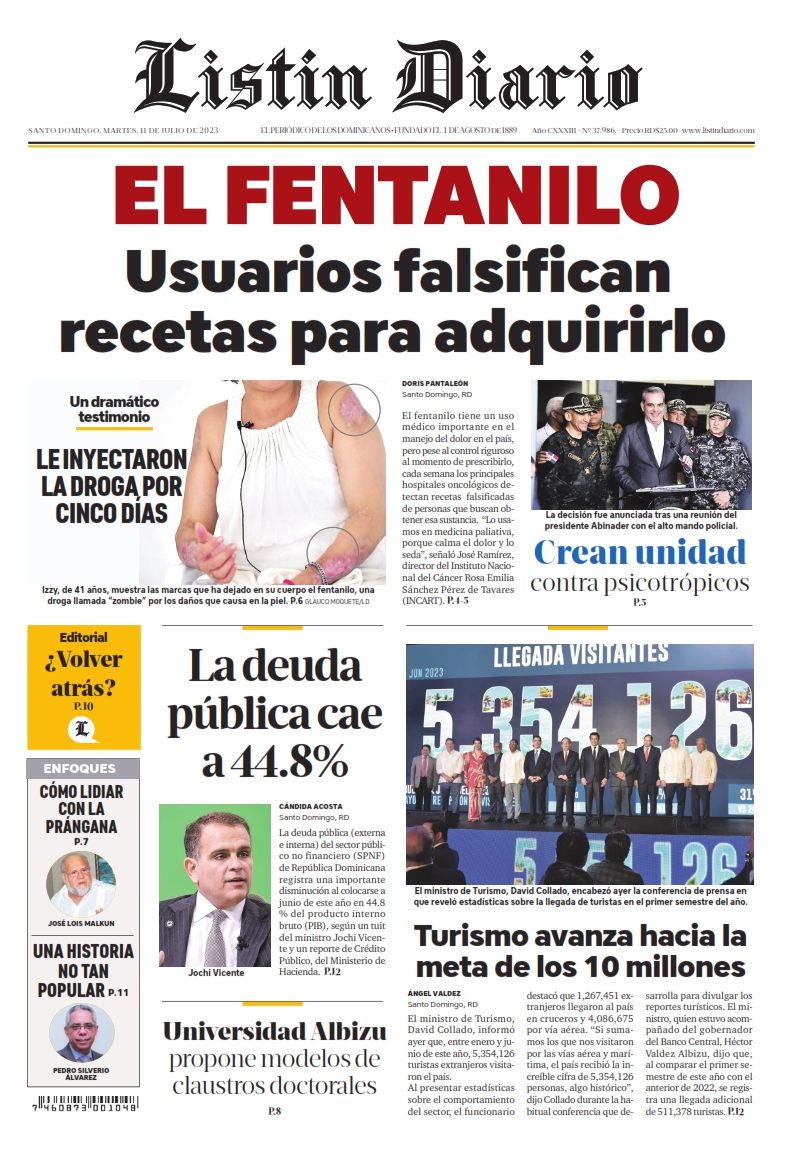 Portada Periódico Listín Diario, Martes 11 Julio, 2023