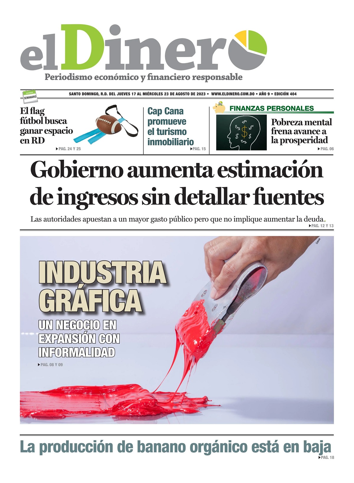 Portada Periódico El Dinero, Jueves 16 Agosto, 2023