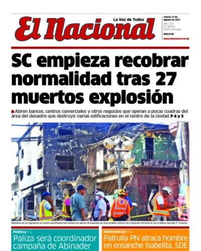 Portada Periódico El Nacional, Jueves 17 Agosto, 2023