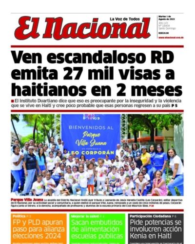 Portada Periódico El Nacional, Martes 01 Agosto, 2023