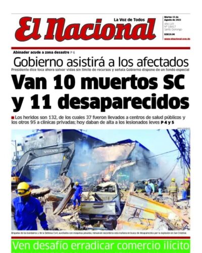 Portada Periódico El Nacional, Martes 15 Agosto, 2023