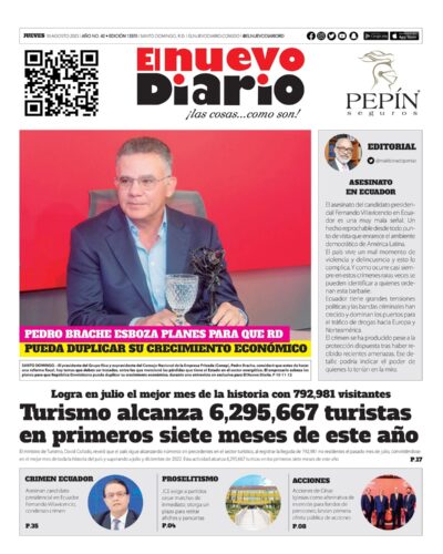 Portada Periódico El Nuevo Diario, Jueves 10 Agosto, 2023