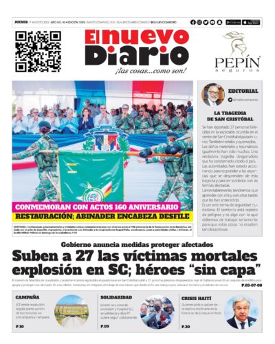 Portada Periódico El Nuevo Diario, Jueves 16 Agosto, 2023