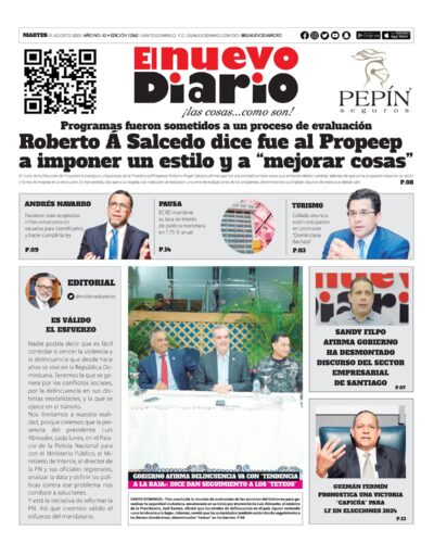 Portada Periódico El Nuevo Diario, Martes 01 Agosto, 2023