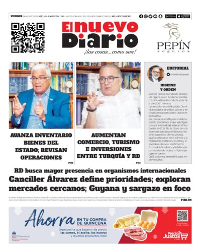 Portada Periódico El Nuevo Diario, Viernes 04 Agosto, 2023