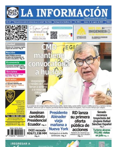 Portada Periódico La Información, Jueves 10 Agosto, 2023
