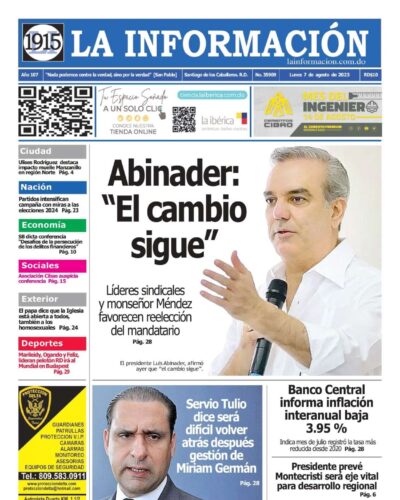 Portada Periódico La Información, Lunes 07 Agosto, 2023