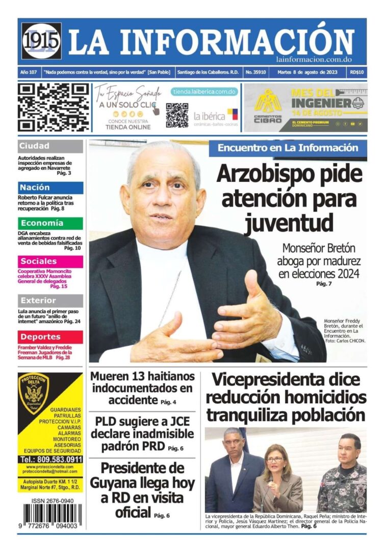 Portada Periódico La Información, Martes 08 Agosto, 2023