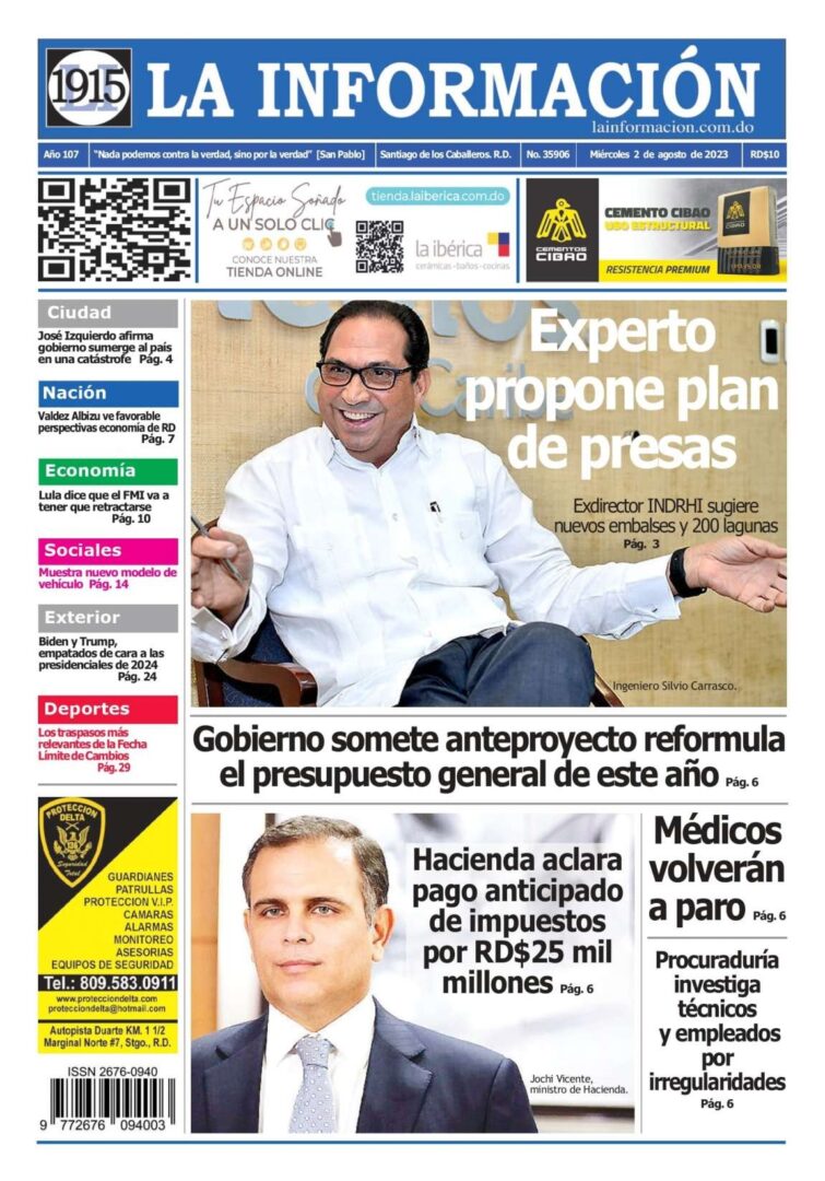 Portada Periódico La Información, Miércoles 02 Agosto, 2023