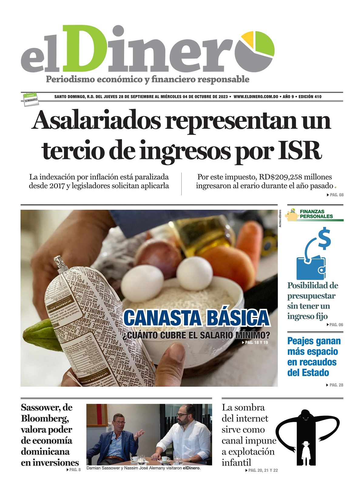 Portada Periódico El Dinero, Jueves 29 Septiembre, 2023