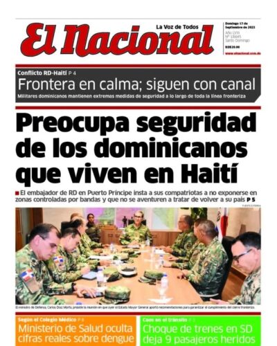Portada Periódico El Nacional, Domingo 17 Septiembre, 2023