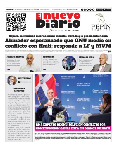Portada Periódico El Nuevo Diario, Martes 19 Septiembre, 2023