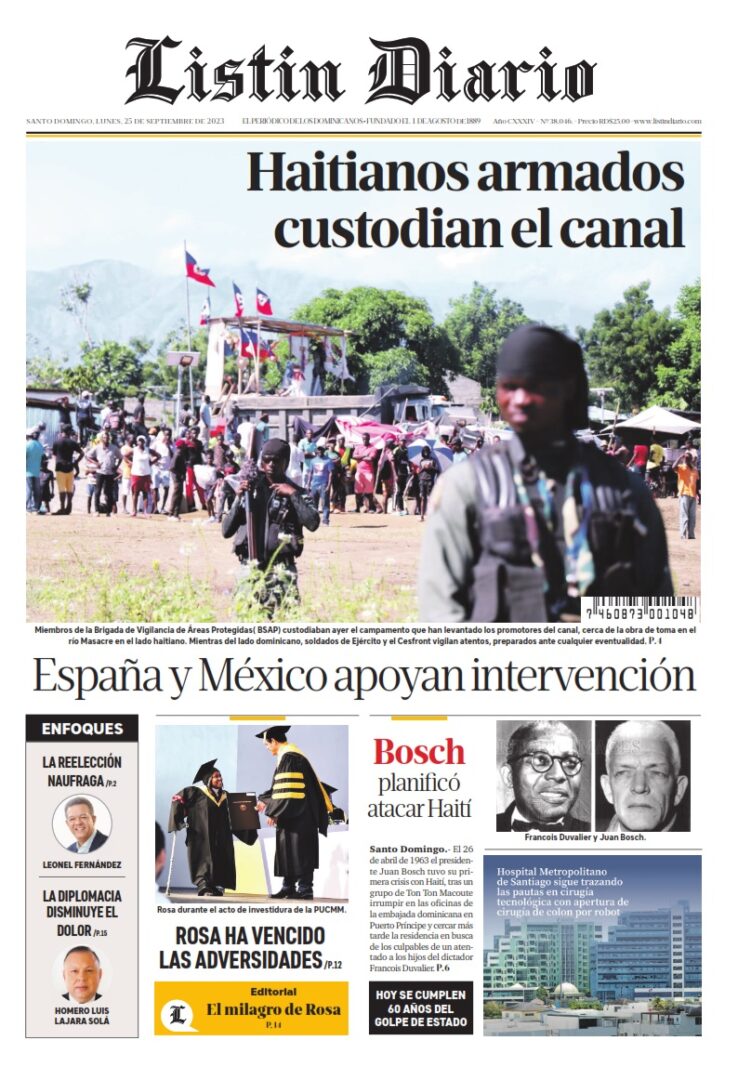 Portada Periódico Listín Diario, Lunes 25 Septiembre, 2023