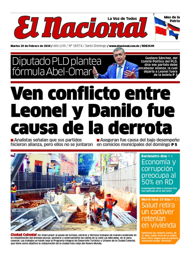 Portada Periódico El Nacional, Martes 20 Febrero, 2024