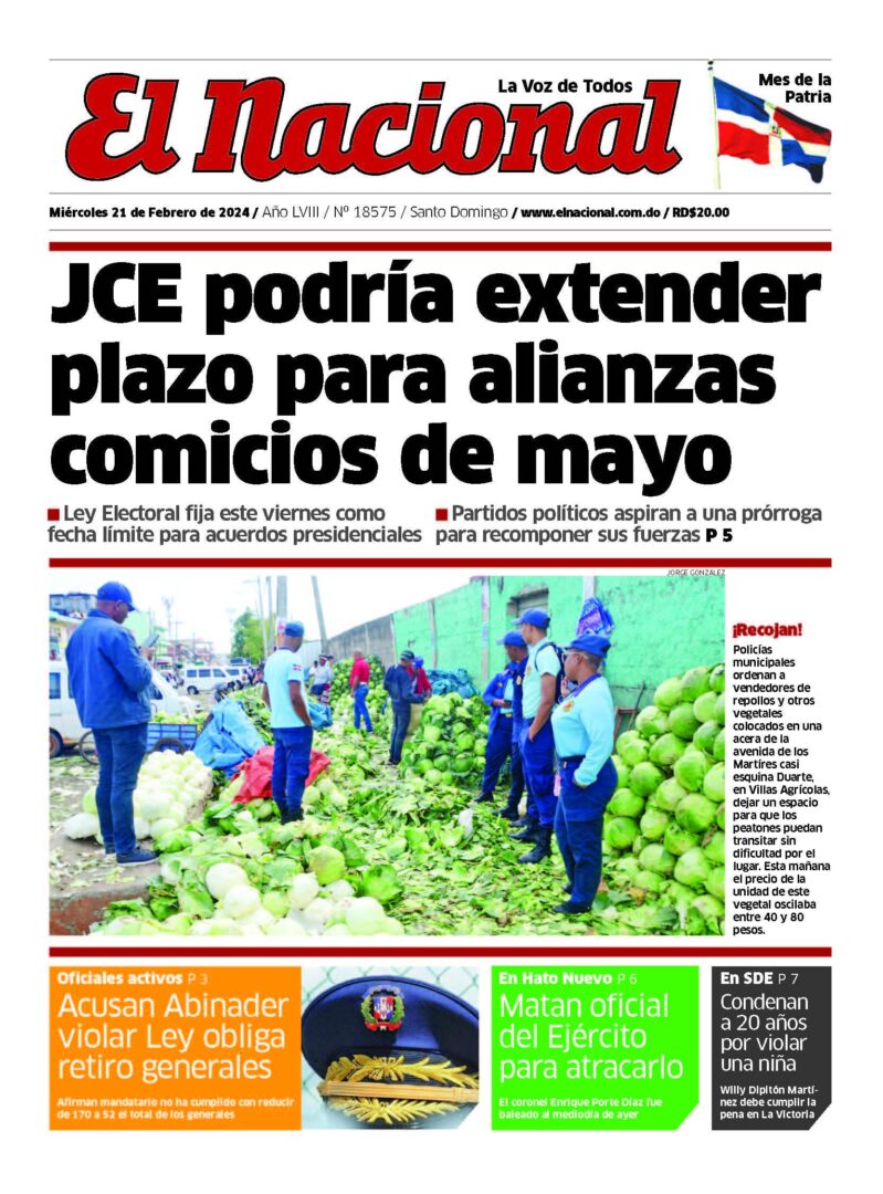 Portada Periódico El Nacional, Miércoles 21 Febrero, 2024
