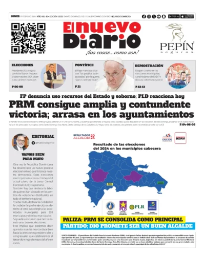 Portada Periódico El Nuevo Diario, Lunes 19 Febrero, 2024