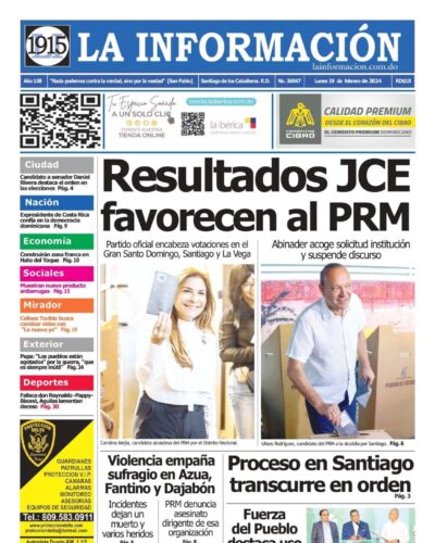 Portada Periódico La Información, Lunes 19 Febrero, 2024