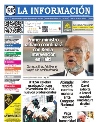 Portada Periódico La Información, Lunes 26 Febrero, 2024