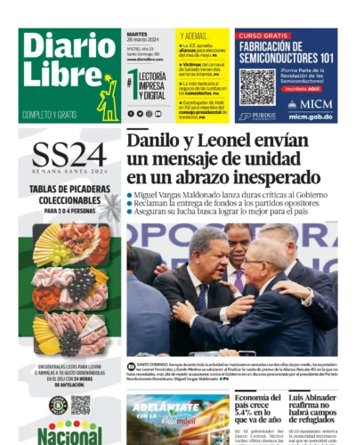 Portada Periódico Diario Libre, Martes 26 Marzo, 2024