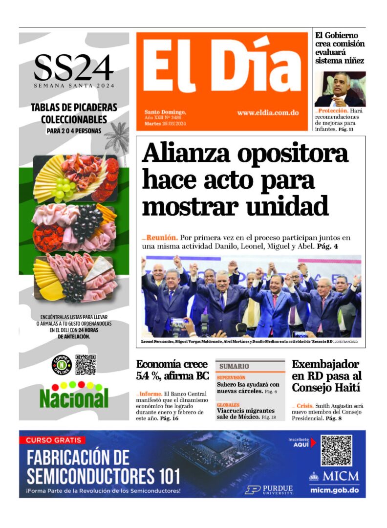 Portada Periódico El Día, Martes 26 Marzo, 2024