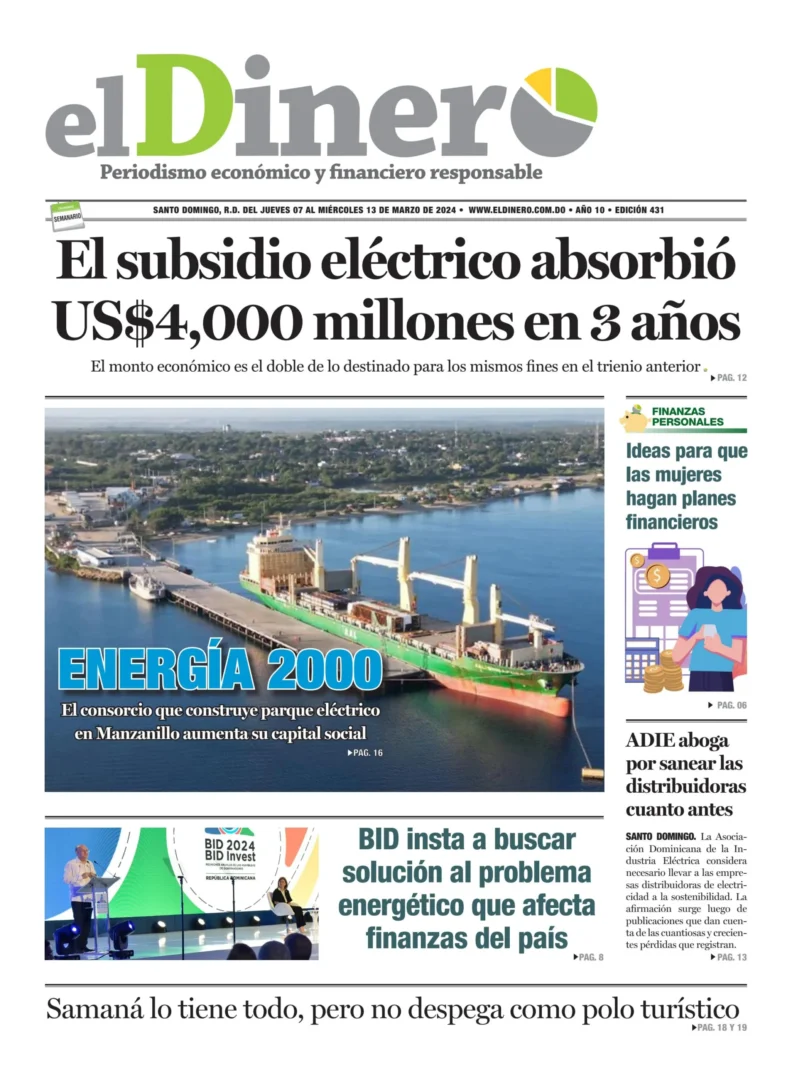 Portada Periódico El Dinero, Jueves 07 Marzo, 2024