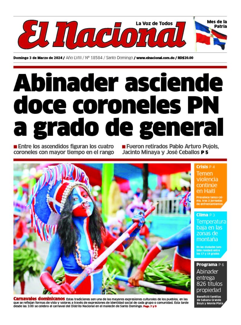 Portada Periódico El Nacional, Domingo 03 Marzo, 2024