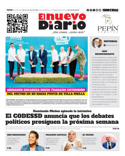 Portada Periódico El Nuevo Diario, Jueves 07 Marzo, 2024