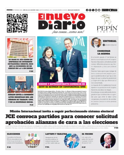 Portada Periódico El Nuevo Diario, Lunes 04 Marzo, 2024