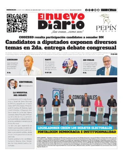 Portada Periódico El Nuevo Diario, Miércoles 06 Marzo, 2024