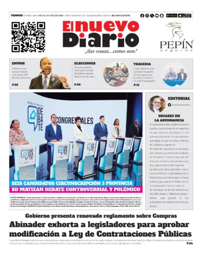 Portada Periódico El Nuevo Diario, Viernes 22 Marzo, 2024