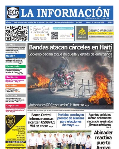 Portada Periódico La Información, Lunes 04 Marzo, 2024
