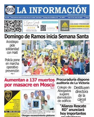 Portada Periódico La Información, Lunes 25 Marzo, 2024
