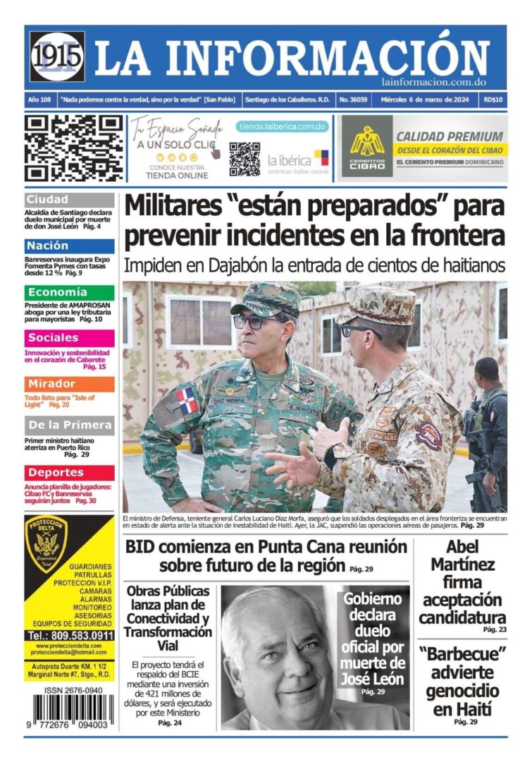 Portada Periódico La Información, Miércoles 06 Marzo, 2024
