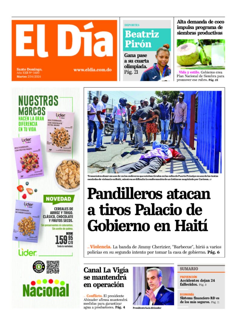 Portada Periódico El Día, Martes 02 Abril, 2024