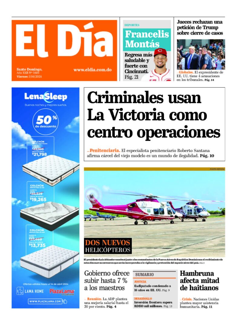 Portada Periódico El Día, Viernes 05 Abril, 2024