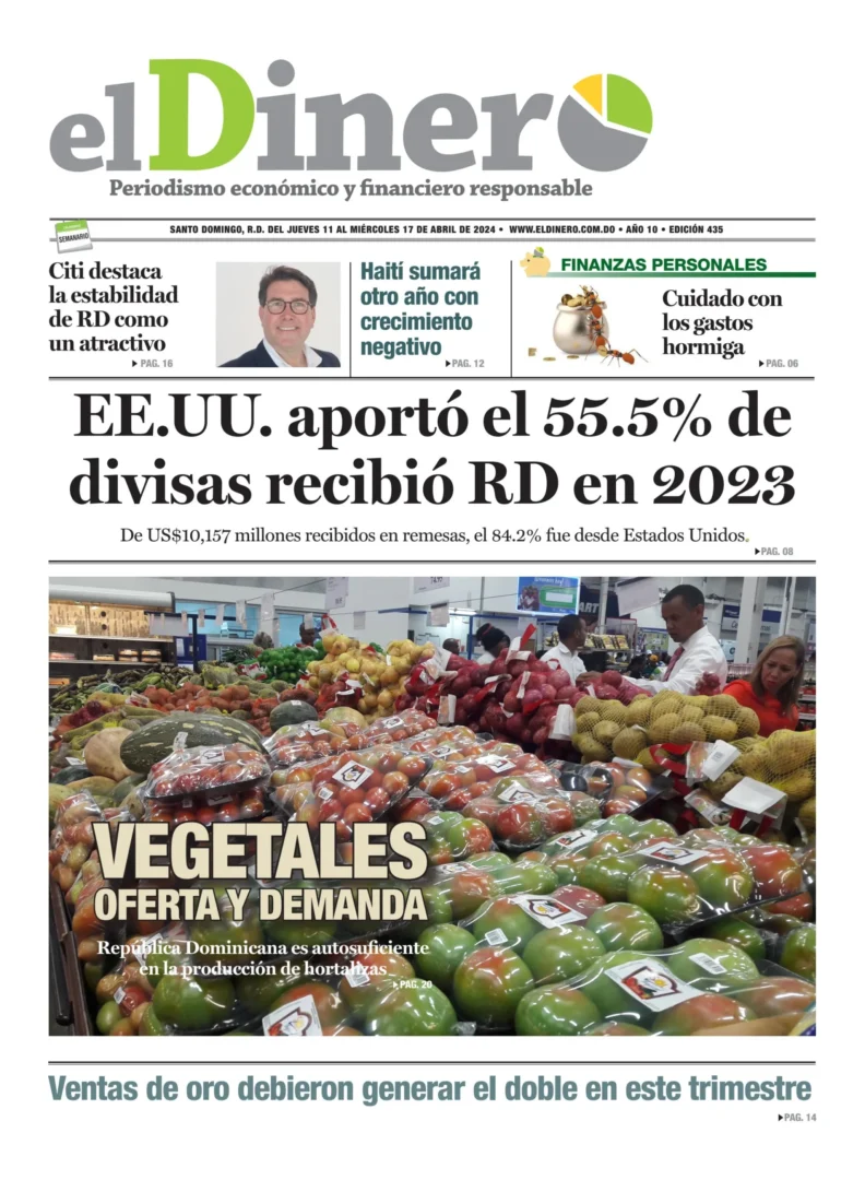 Portada Periódico El Dinero, Jueves 11 Abril, 2024