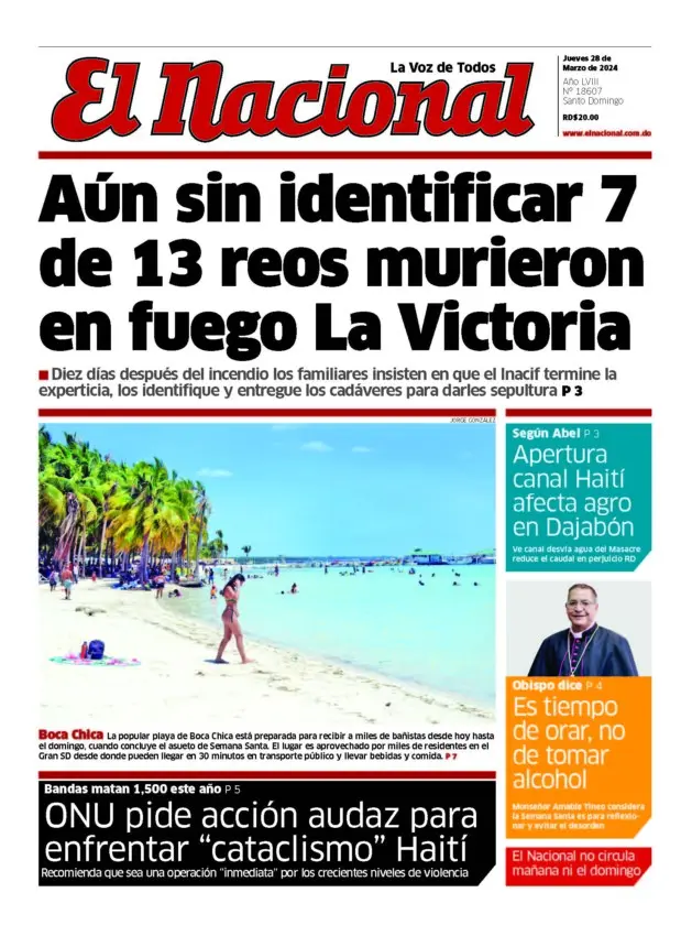 Portada Periódico El Nacional, Domingo 31 Marzo, 2024