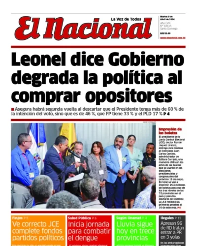 Portada Periódico El Nacional, Martes 09 Abril, 2024