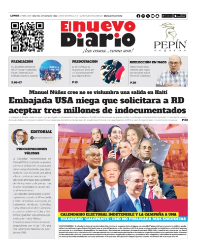 Portada Periódico El Nuevo Diario, Lunes 22 Abril, 2024