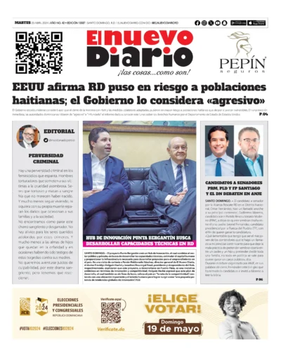 Portada Periódico El Nuevo Diario, Martes 23 Abril, 2024