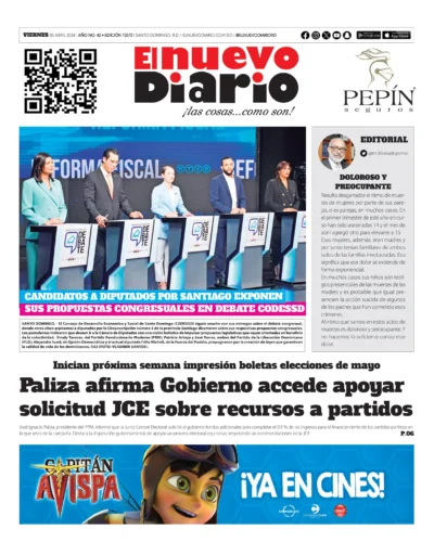 Portada Periódico El Nuevo Diario, Viernes 05 Abril, 2024