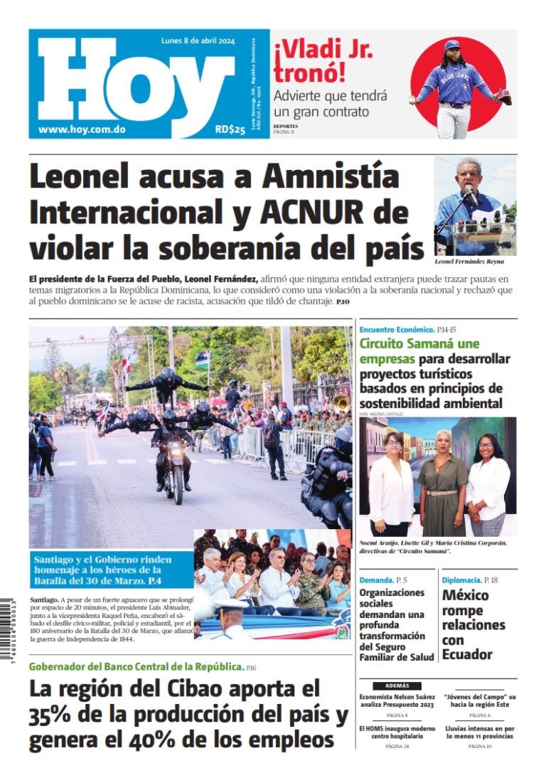 Portada Periódico Hoy, Martes 09 Abril, 2024