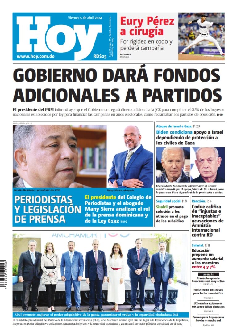 Portada Periódico Hoy, Viernes 05 Abril, 2024